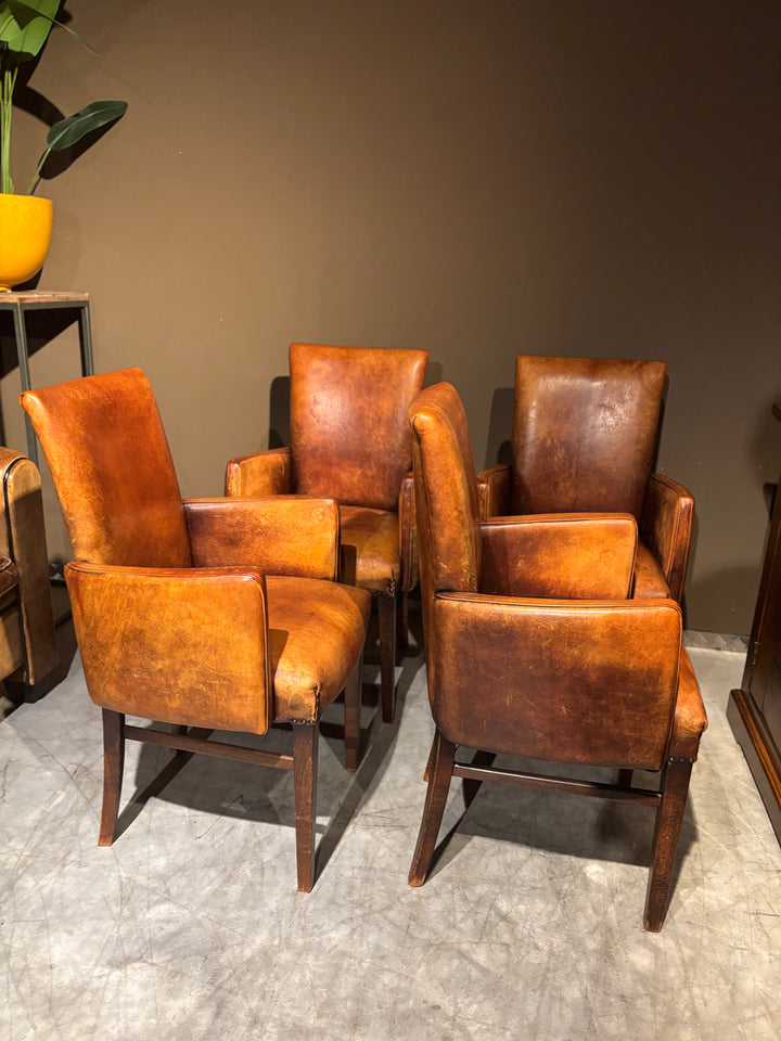 4 Schapenleren Eetkamerstoelen Vintage merk Joris