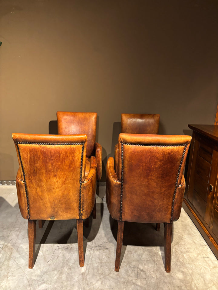 4 Schapenleren Eetkamerstoelen Vintage merk Joris