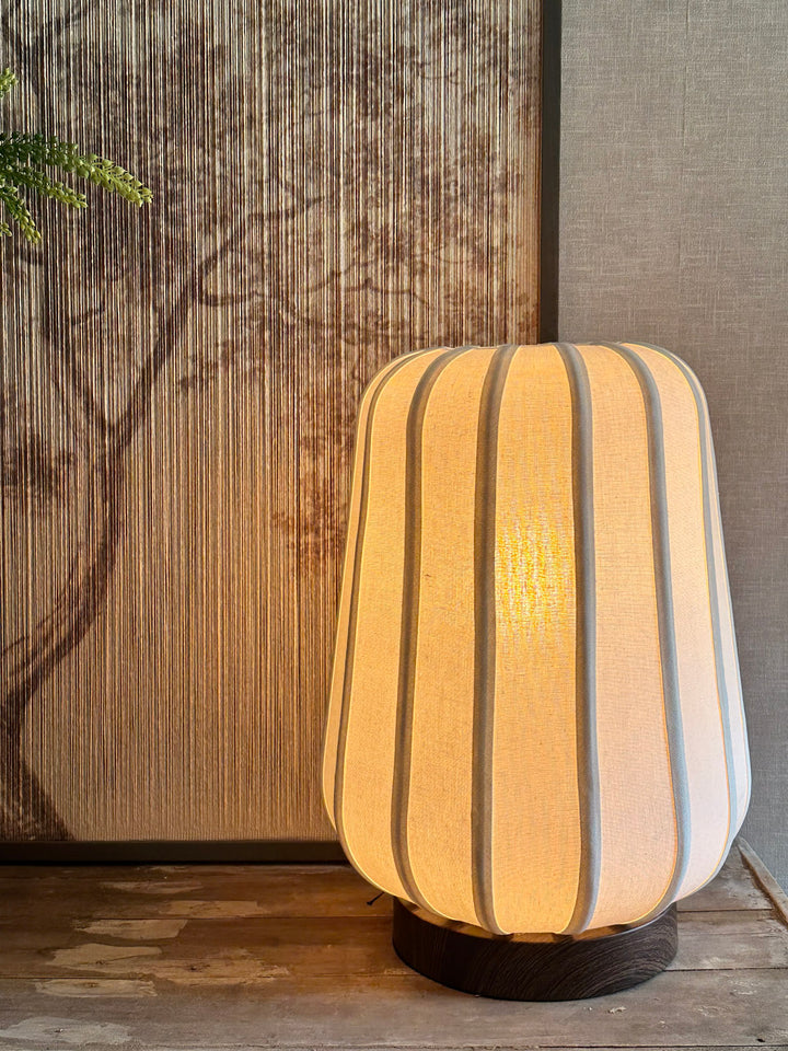 Tafellamp BIBURY hout print donker bruin+wit