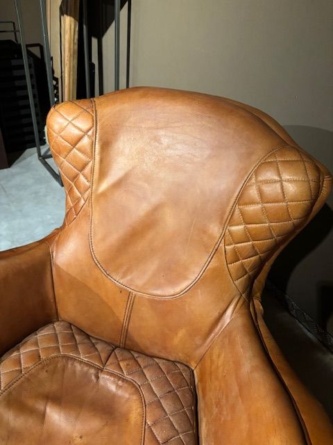 Vintage Stoere Cognac Leren  Saddle Fauteuils
