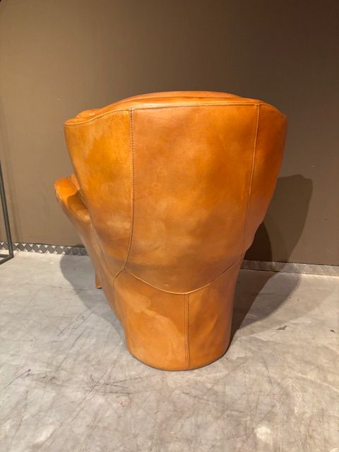 Vintage Stoere Cognac Leren  Saddle Fauteuils