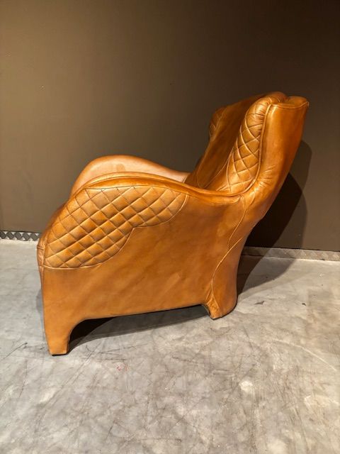 Vintage Stoere Cognac Leren  Saddle Fauteuils