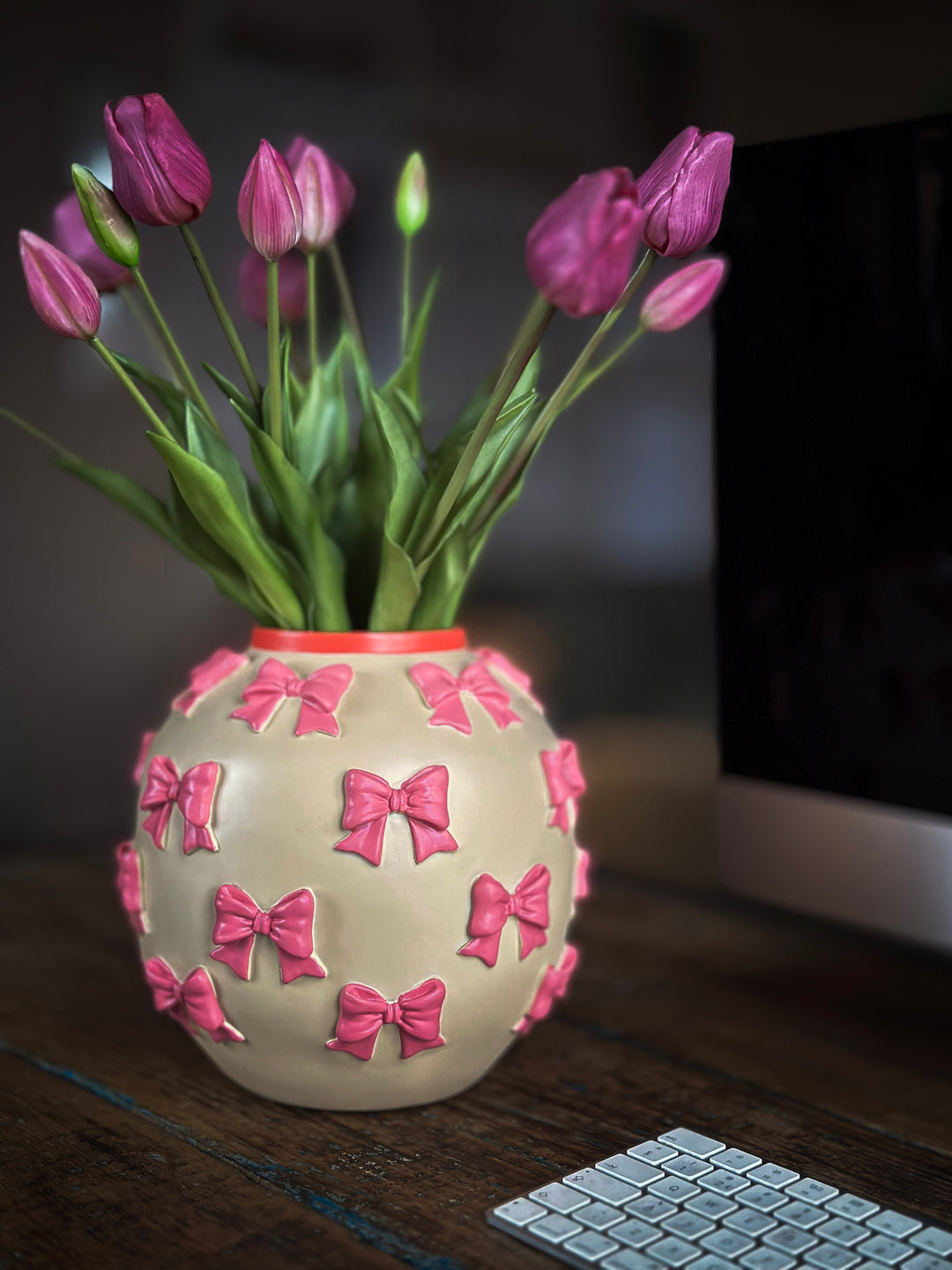 Strikjes vaas Roze