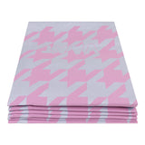 Theedoeken set van 6 katoen 50x70 cm – VAAT Pied-de-poule fuchsia/pastelblauw