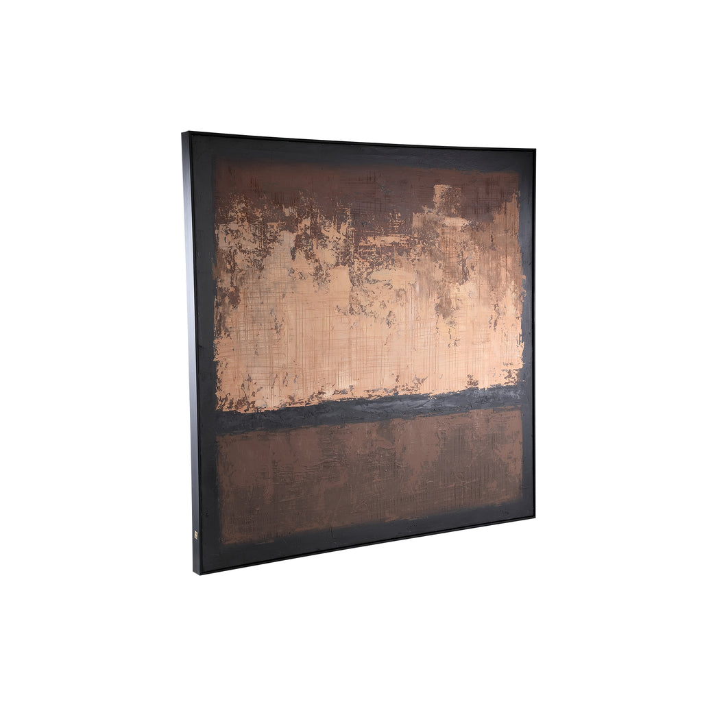 Asante Brown canvas painted wallpanel square frame PTMD