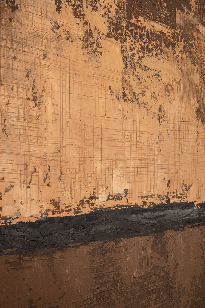 Asante Brown canvas painted wallpanel square frame PTMD