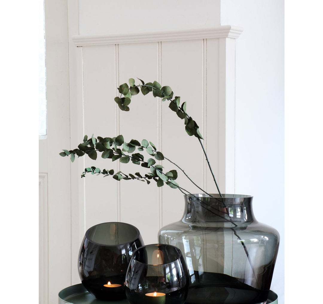 Moho Grey waxinelichthouders – Set van 2 glazen sfeerlichthouders