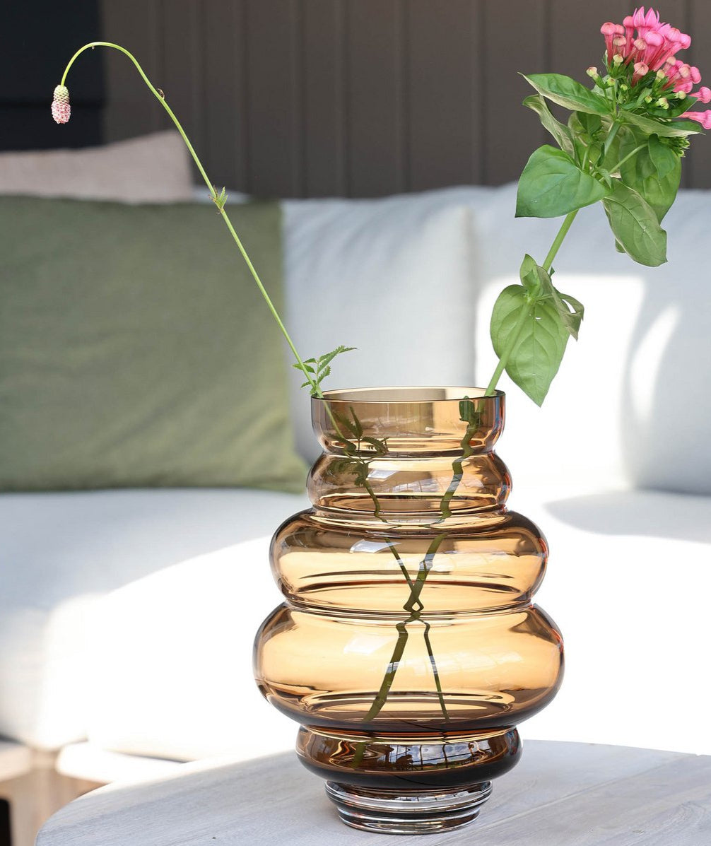 Maputo Taupe vaas – Mondgeblazen bruine glazen designvaas
