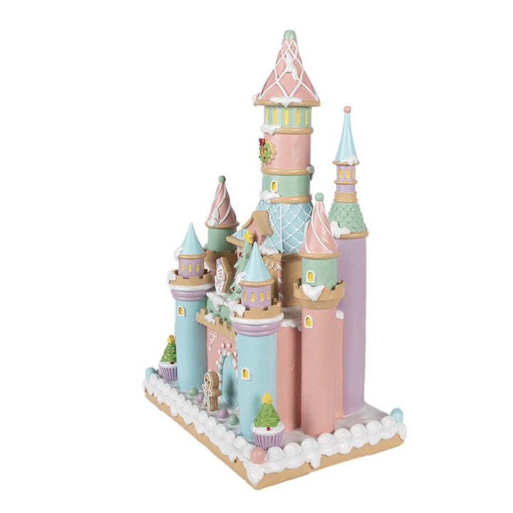 Clayre & Eef Gingerbread house 27x18x42 cm Roze Polyresin