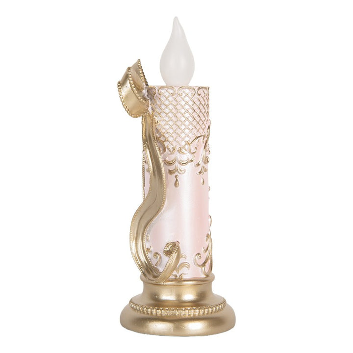 Kerstkaars met LED-verlichting 10x10x25 cm Goudkleurig Kunststof
