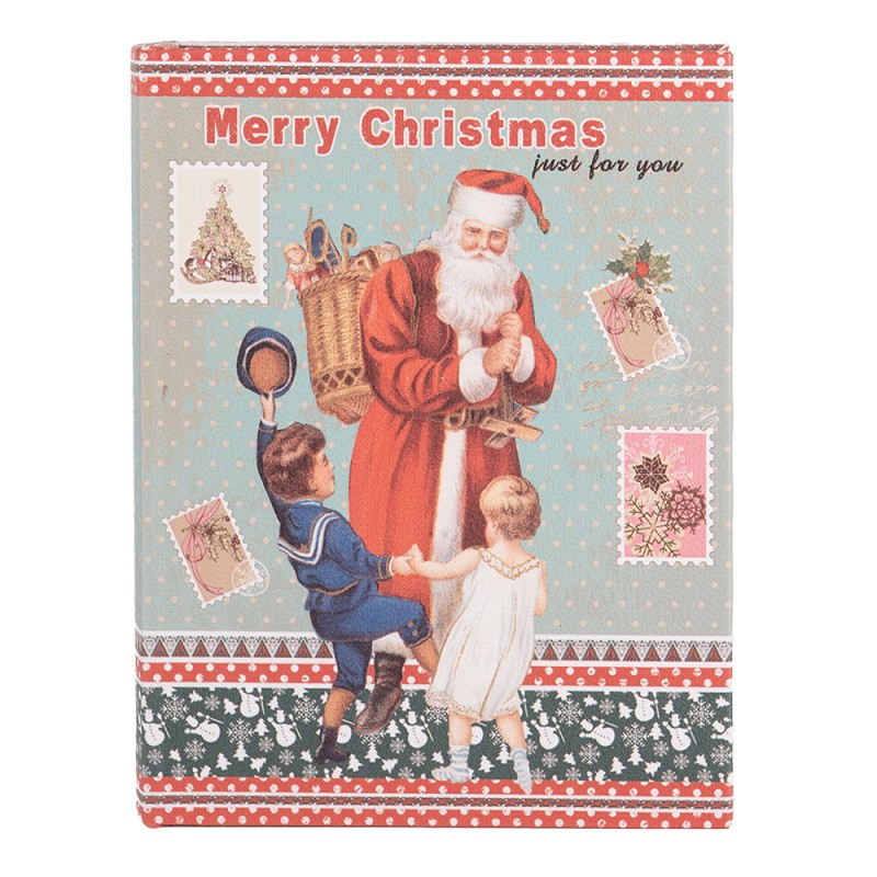Opbergdoos Set van 3 Boeken 27 /22 /17 cm Blauw Hout Kerstman
