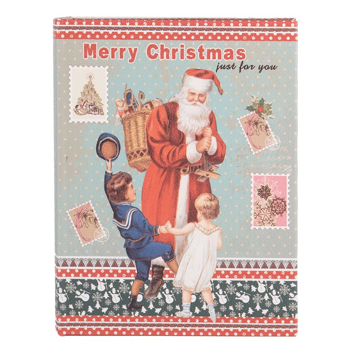 Opbergdoos Set van 3 Boeken 27 /22 /17 cm Blauw Hout Kerstman