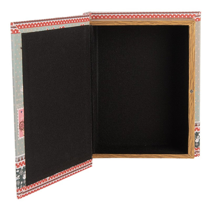 Opbergdoos Set van 3 Boeken 27 /22 /17 cm Blauw Hout Kerstman