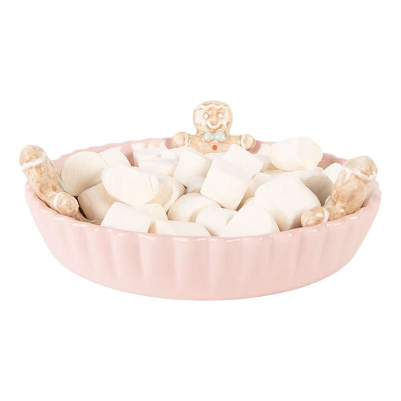 Clayre & Eef Serveerschaal Ø 23x7 cm Roze Keramiek Gingerbread man