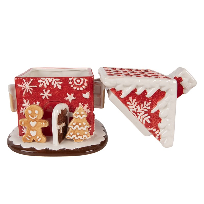 Clayre & Eef Voorraadpot Deksel Gingerbread house Ø 22x28 cm Rood Keramiek
