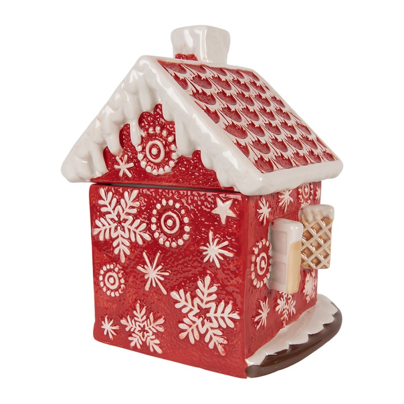 Clayre & Eef Voorraadpot Deksel Gingerbread house Ø 22x28 cm Rood Keramiek