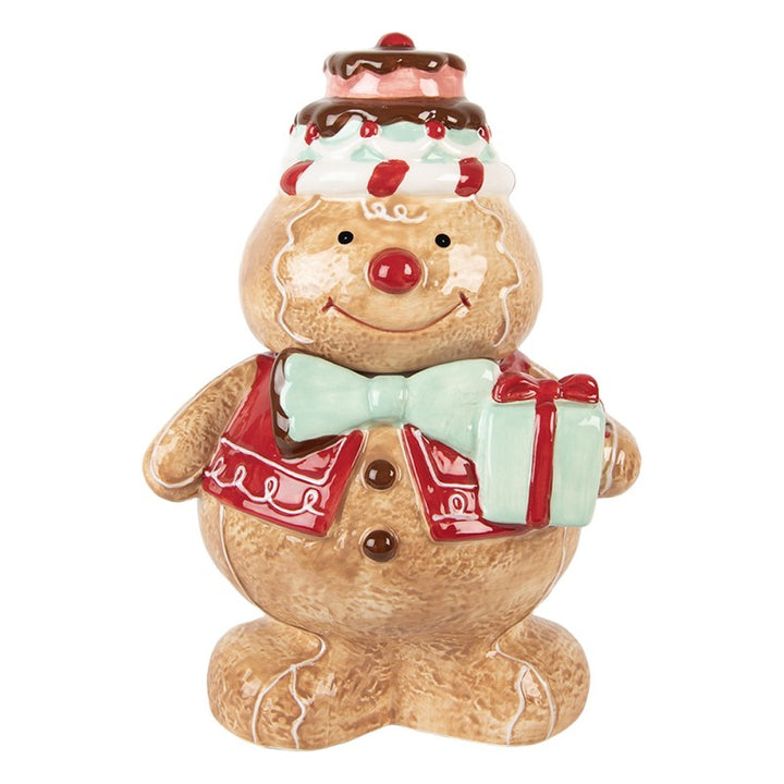 Clayre & Eef Voorraadpot Gingerbread man 17x14x2 cm Bruin Keramiek