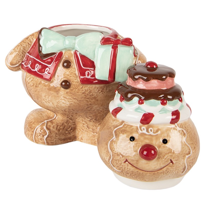 Clayre & Eef Voorraadpot Gingerbread man 17x14x2 cm Bruin Keramiek