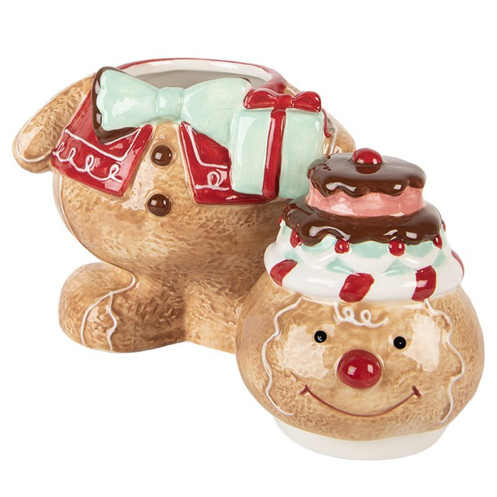 Clayre & Eef Voorraadpot Gingerbread man 17x14x2 cm Bruin Keramiek