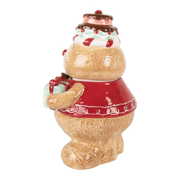 Clayre & Eef Voorraadpot Gingerbread man 17x14x2 cm Bruin Keramiek