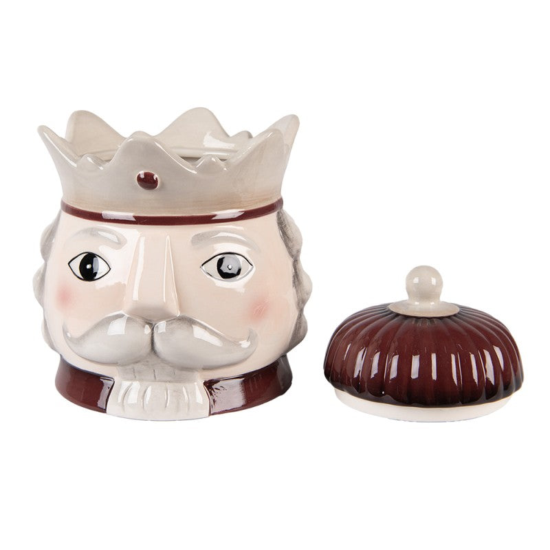 Clayre & Eef Voorraadpot Notenkraker Ø 16x19 cm Beige Keramiek