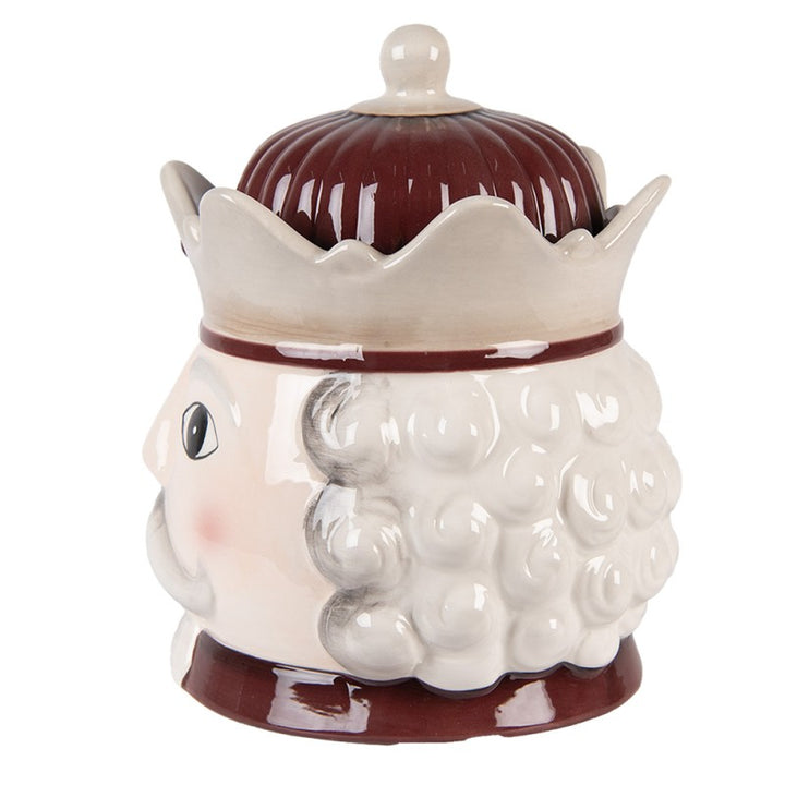 Clayre & Eef Voorraadpot Notenkraker Ø 16x19 cm Beige Keramiek