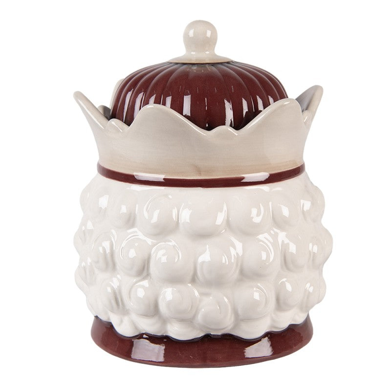 Clayre & Eef Voorraadpot Notenkraker Ø 16x19 cm Beige Keramiek