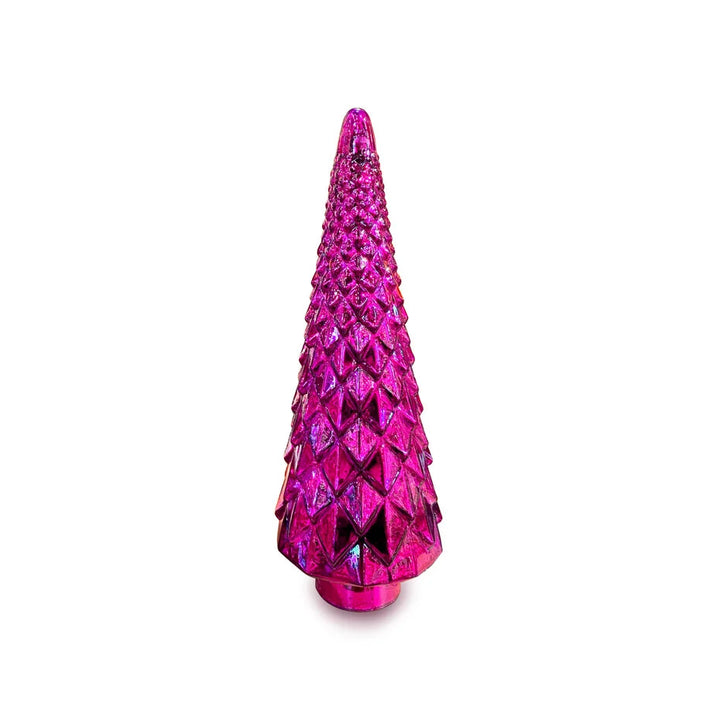 Colmore - Kerstboom Deco Shiny Fuchsia Metallic Glas 17x47cm