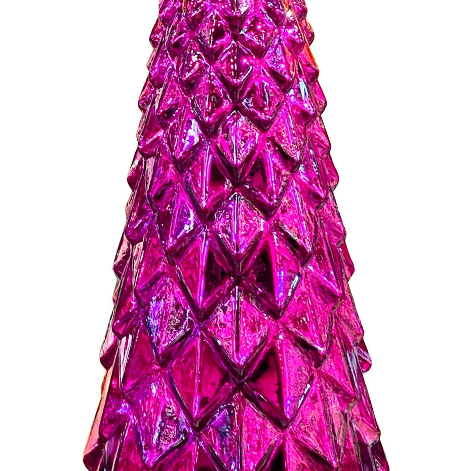 Colmore - Kerstboom Deco Shiny Fuchsia Metallic Glas 17x47cm