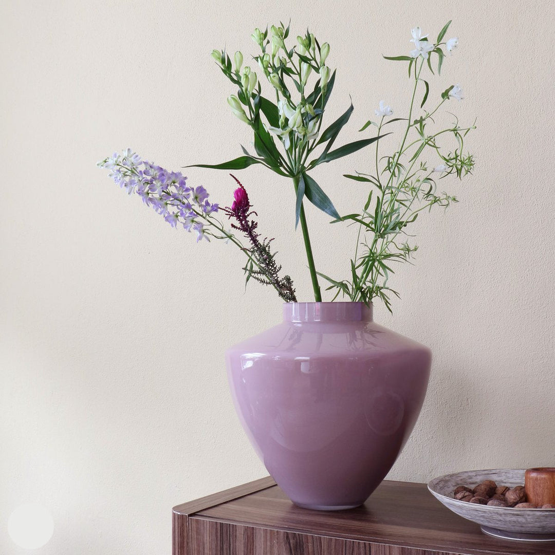 Kagera vaas pastelroze – Mondgeblazen designvaas van glas in roze tinten – Hoogte 32 cm voor modern interieur