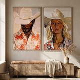 Cowgirl Schilderij op Canvas 80x120 cm – Wanddecoratie