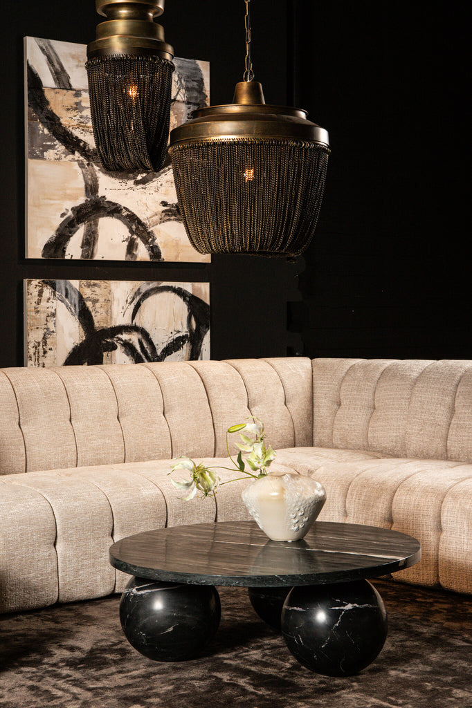 Diro Black Marble 3 ball coffeetable round PTMD