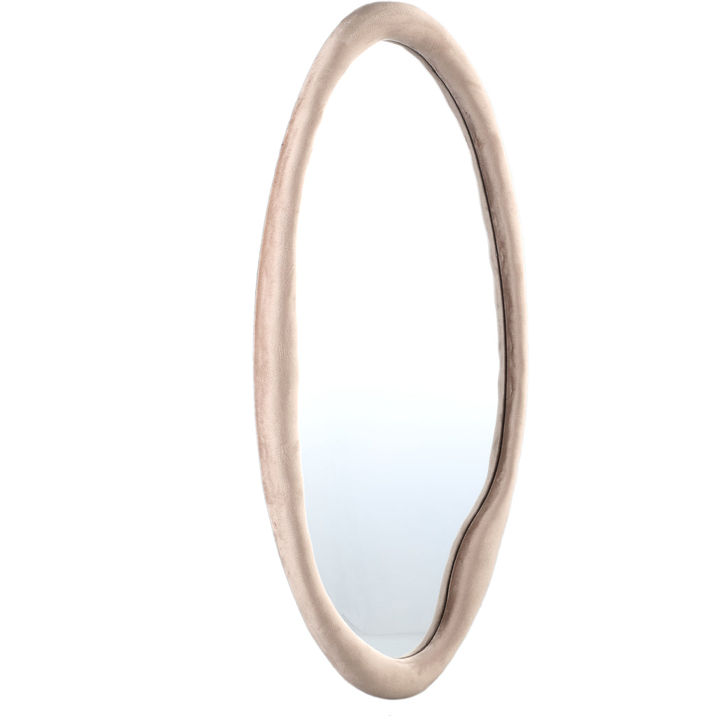 Don Beige velvet mirror organic oval L 65x4x140cm PTMD