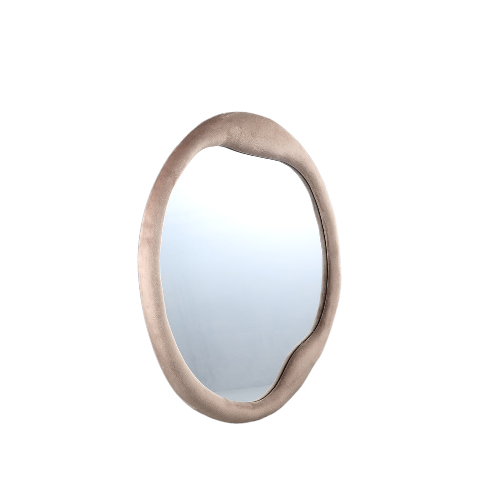 Don Beige velvet mirror organic round 70x4x70cm PTMD