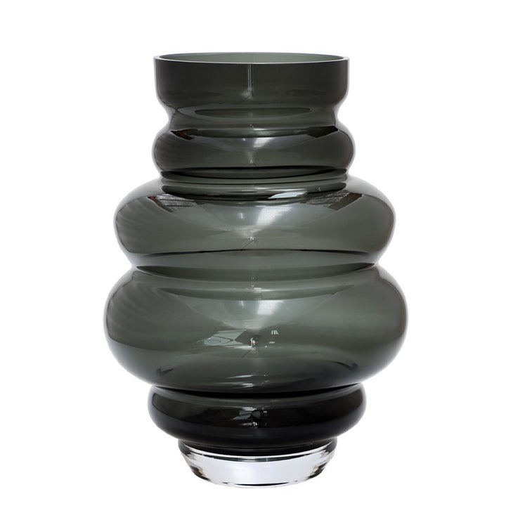 Maputo Gray vaas – mondgeblazen glazen designvaas in grijs/groen | Ø18/22 x H24/30 cm – stoer en stijlvol