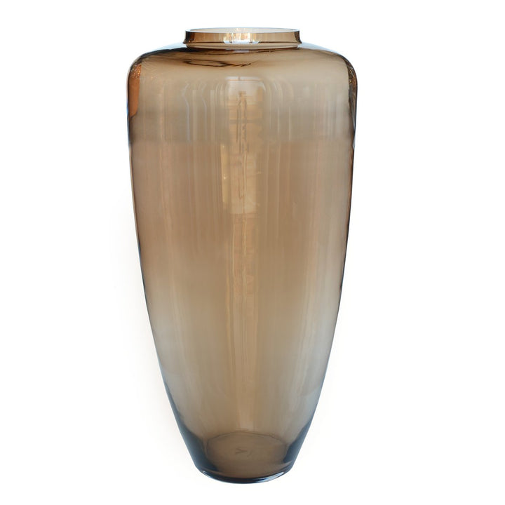 Kongo Taupe vaas – Grote bruine designvaas van glas Ø35xH70 cm