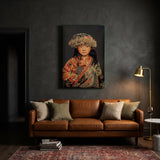 Tibetan Child Blue – Geweven Wandkleed Zonder Lijst