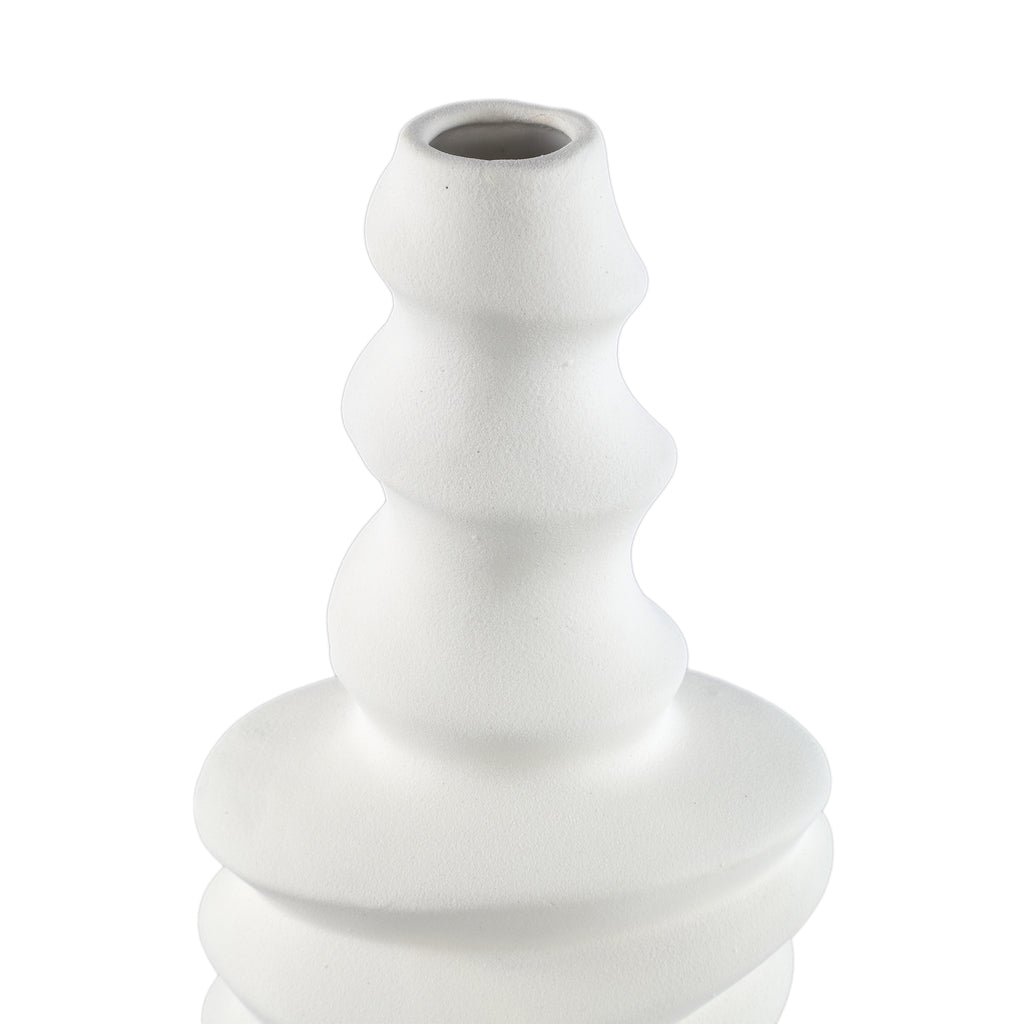 Georgy White ceramic pot round spiral L PTMD