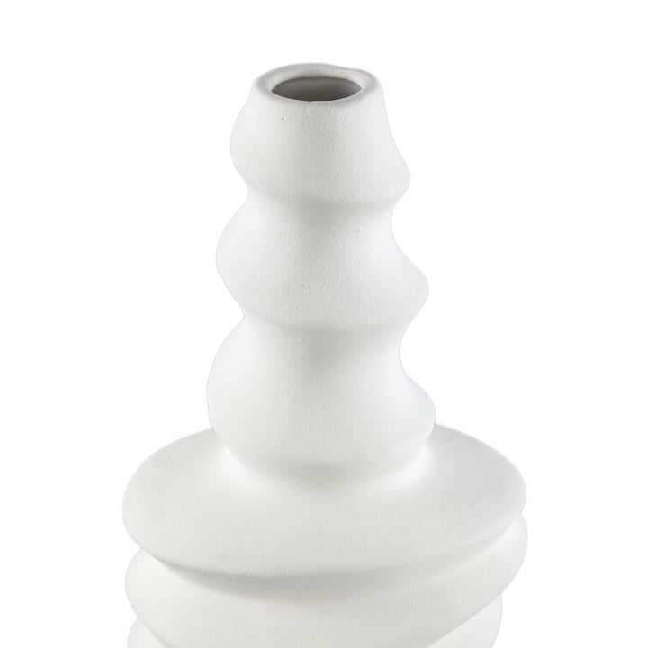 Georgy White ceramic pot round spiral L PTMD