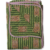 Plaid quilt katoen tijgerprint 140x180 cm – groen & paars