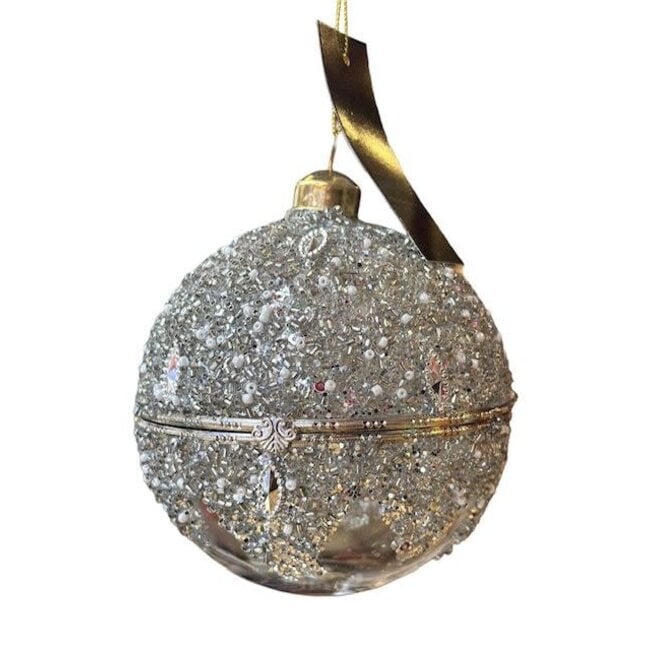 PTMD Kerstbal zilver glitter