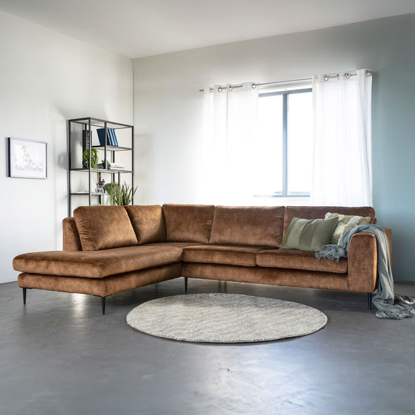 SEVN Hoekbank Kirsten Velvet, kleur camel