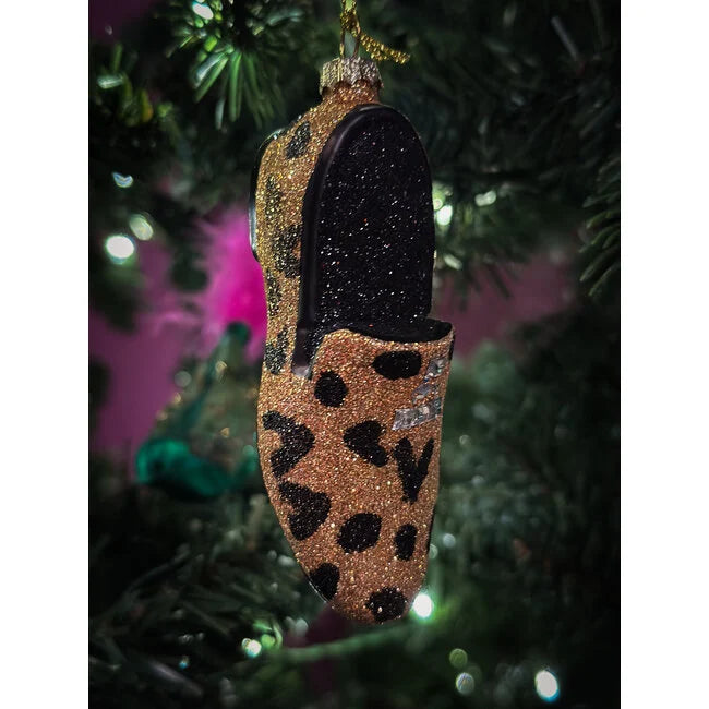 Loafer Leopard Glass Brown Ornament