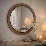 Tiess Ronde Houten Wandspiegel Naturel 101cm – PTMD