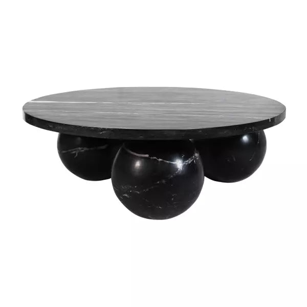 Diro Black Marble 3 ball coffeetable round PTMD