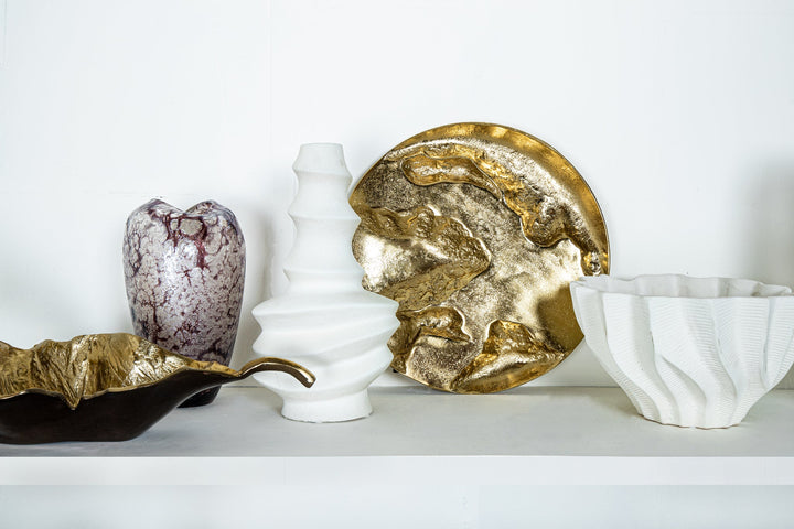 Georgy White ceramic pot round spiral L PTMD