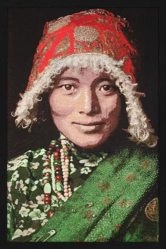 Geweven Wandpaneel Gobelin – Tibetan Woman – Met Lijst