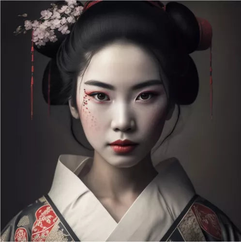 Schilderij kunst Japans meisje Volksvolk