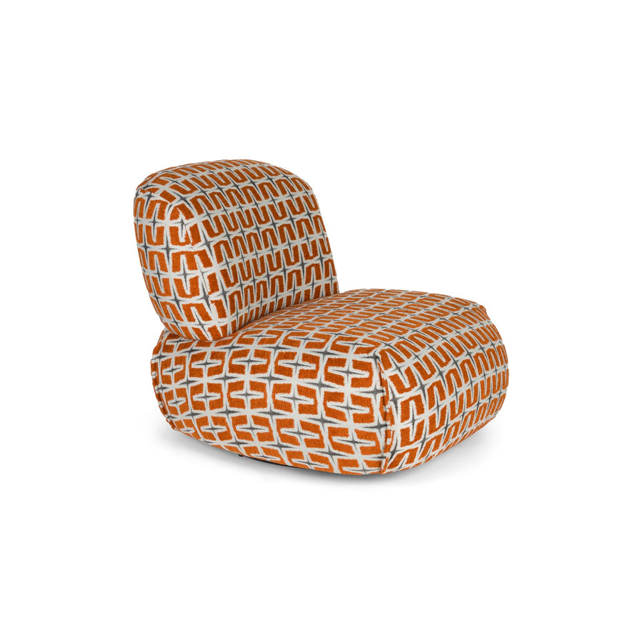 Bold Monkey Ritz loungestoel oranje met grafisch patroon