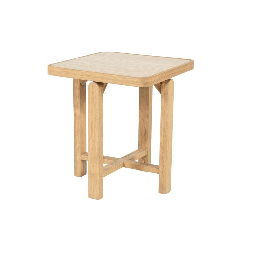 Bijzettafel Vidar – eikenhout & travertin